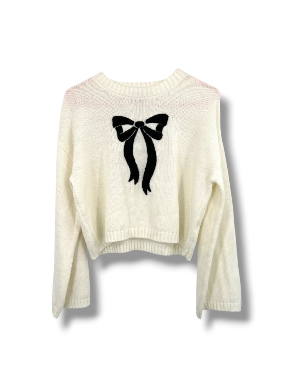 Sincerely Jules Black Bow Sweater Balletcore Coquette Cream Size Medium